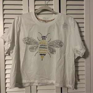 NWT Recycled Threads Cropped White Bee T Shirt Size XL